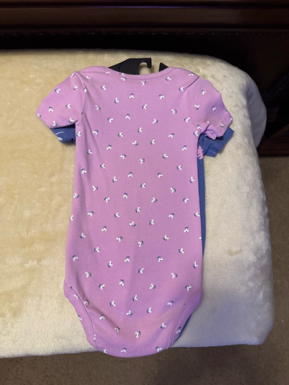 Carter's  Pink and Blue and HB Grey Short-Sleeve Floral Baby One-Piece Bodysuit